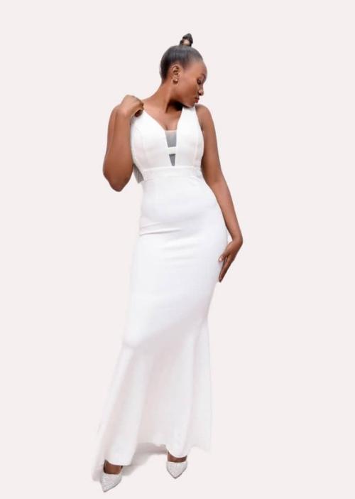 White Body Hugging Party Dress 
