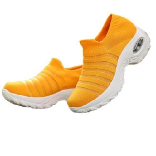 Yellow And White Ladies Casual Sneakers