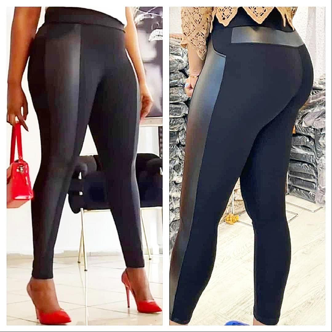 Cotton And Leather Jeggings.