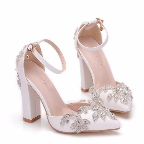 White Block Shoes with Stones - Sizes: 39-41