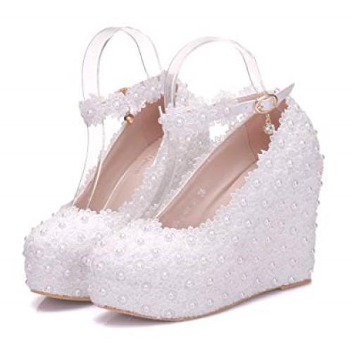 White Lace Wedge Shoes - Sizes: 39-41
