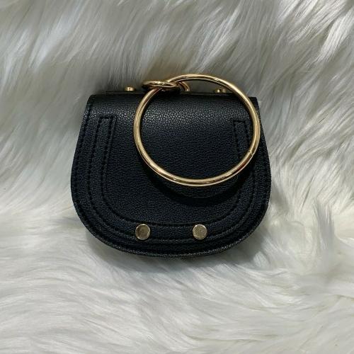 Black Clutch With Gold Handle