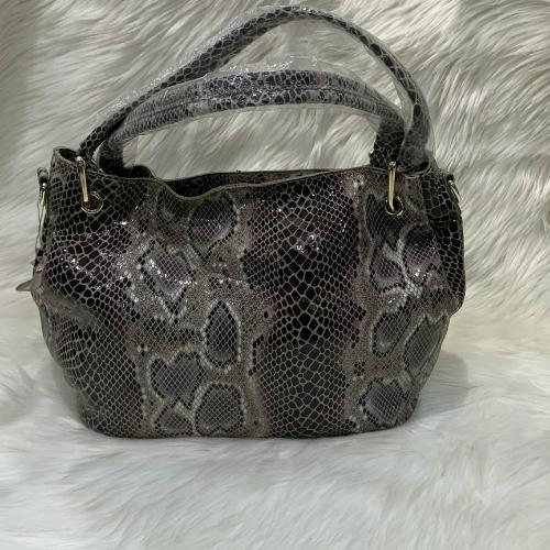 Dark Brown Snake Print Handbag 