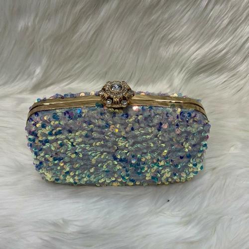 White Sequin Clutch 